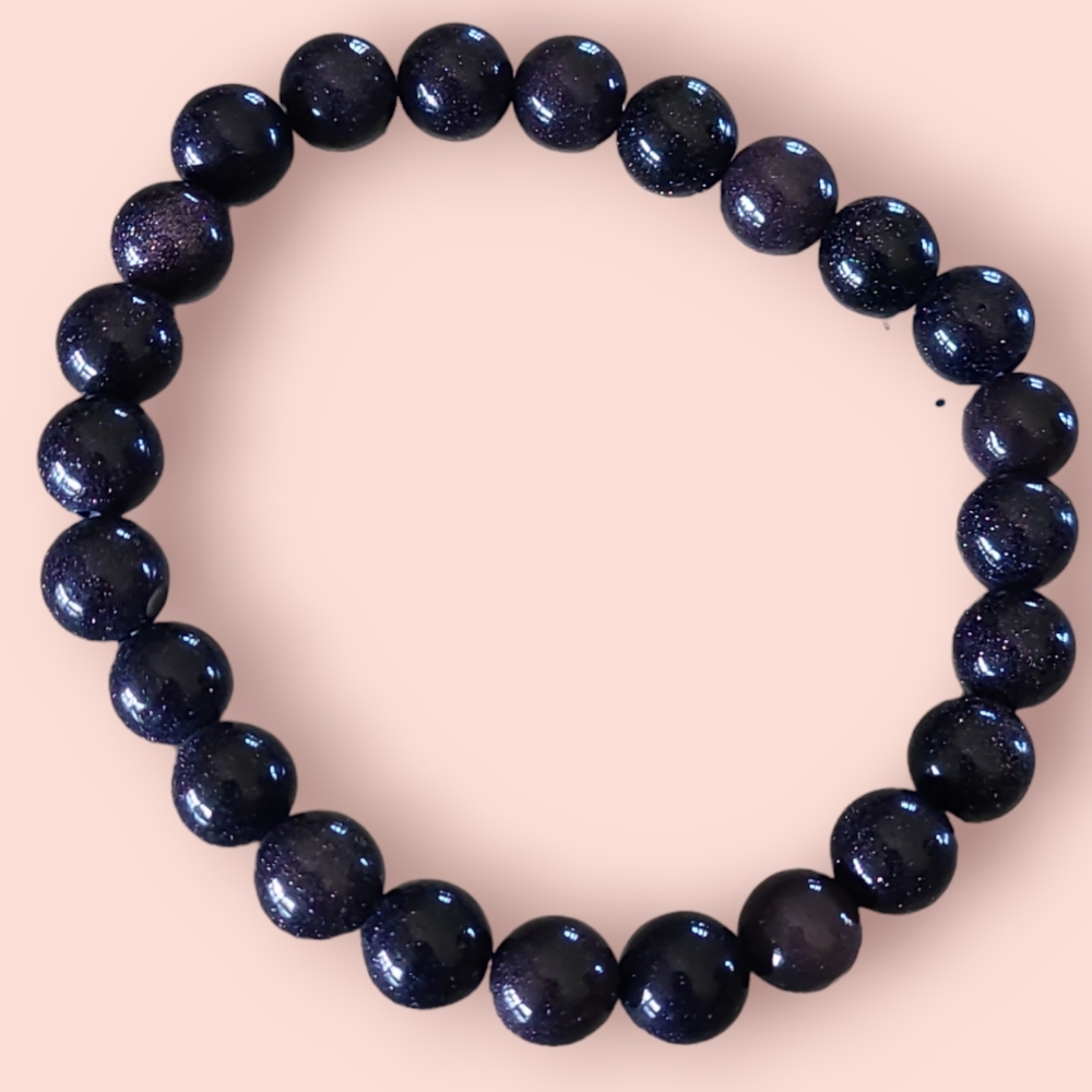 Blue Sandstone Gemstone Bracelet Navy Glitter